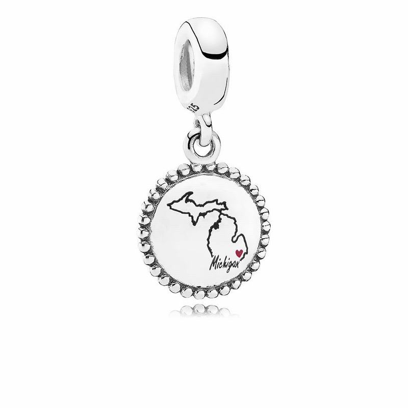 Pandora Australia Michigan State Heart Charm - Sterling Silver | SIVLJX048